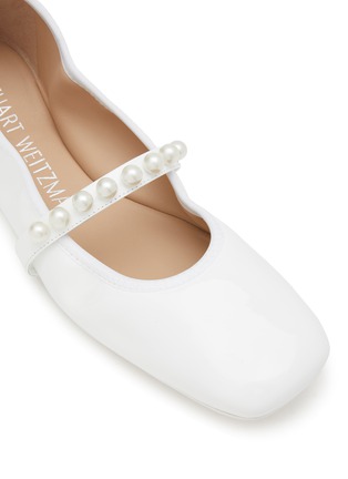 Detail View - Click To Enlarge - STUART WEITZMAN - Goldie Pearl Strap Patent Leather Ballerina Flats