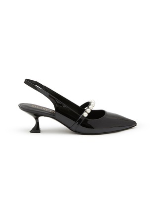 Main View - Click To Enlarge - STUART WEITZMAN - Goldie Xcurve 50 Patent Leather Slingbacks
