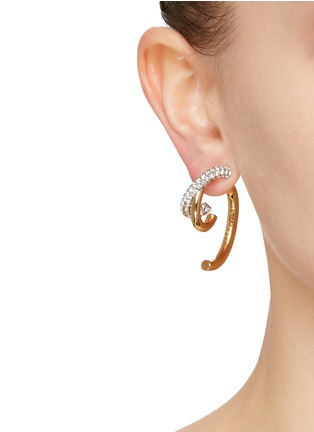 Figure View - Click To Enlarge - DEMARSON - Axis Luna 12K Gold Crystal Hoop Earrings