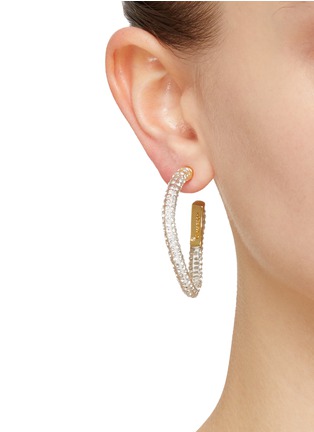 Figure View - Click To Enlarge - DEMARSON - Ghost Crystal Pavé 12K Gold Calypso Hoop Earrings