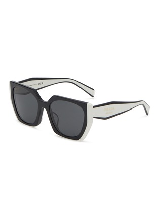 Main View - Click To Enlarge - PRADA - Grey Lens Acetate Rectangle Sunglasses