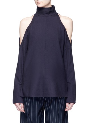 Main View - Click To Enlarge - TIBI - 'Winston' funnel neck cold shoulder top