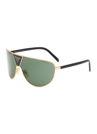 Main View - Click To Enlarge - PRADA - Green Lens Metal Rectangle Sunglasses