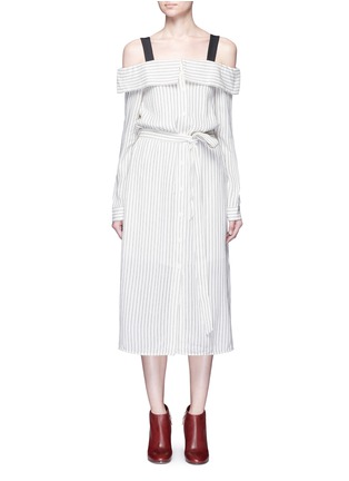 Main View - Click To Enlarge - TIBI - 'Frederic' pinstripe cold shoulder dress