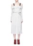 Main View - Click To Enlarge - TIBI - 'Frederic' pinstripe cold shoulder dress