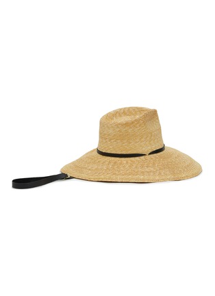 Figure View - Click To Enlarge - JANESSA LEONÉ - Braided Straw Fedora Hat With Chin Strap