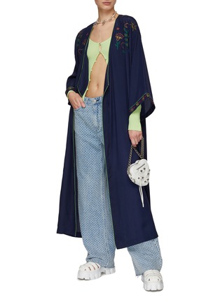Figure View - Click To Enlarge - MONOKI - Lady Belted Silk Long Coat