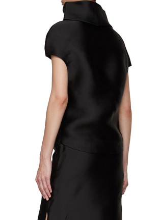Back View - Click To Enlarge - GIA STUDIOS - High Neck Short Sleeve Silk Top