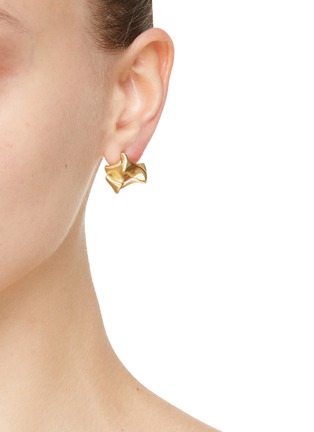 Front View - Click To Enlarge - COMPLETEDWORKS - Asymmetric 14K Gold Plated Stud Earrings