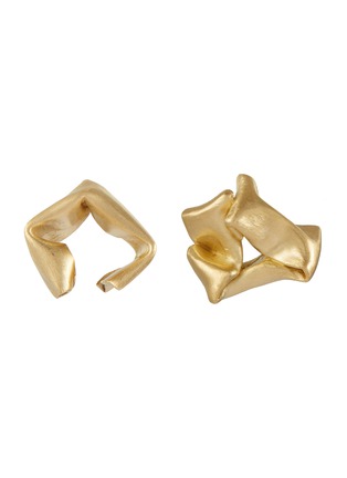 Main View - Click To Enlarge - COMPLETEDWORKS - Asymmetric 14K Gold Plated Stud Earrings