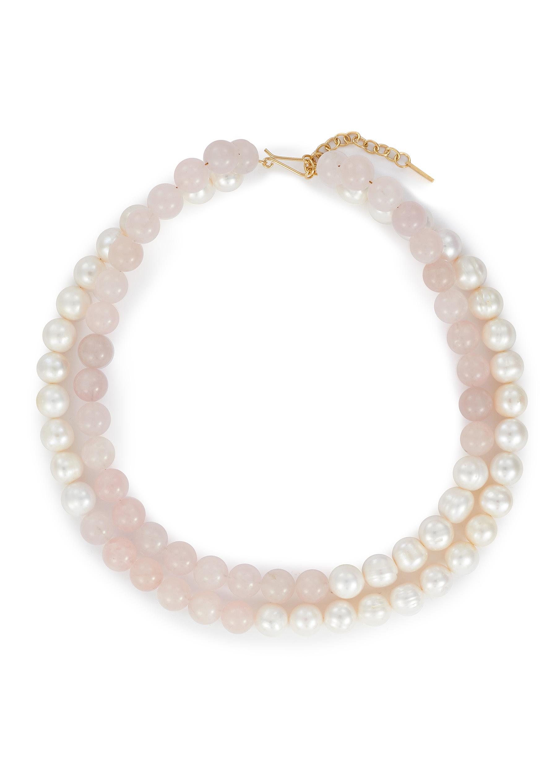 Pearl Rose Quartz 14K Gold Plated Necklace