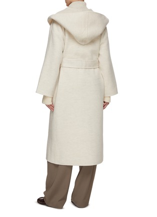 Back View - Click To Enlarge - THE LOOM - Wool Blend Belted Coat With Hood