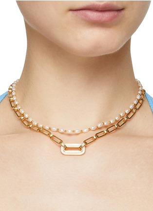 Figure View - Click To Enlarge - MISSOMA - 18k Gold Plated Enamelled Link Necklace