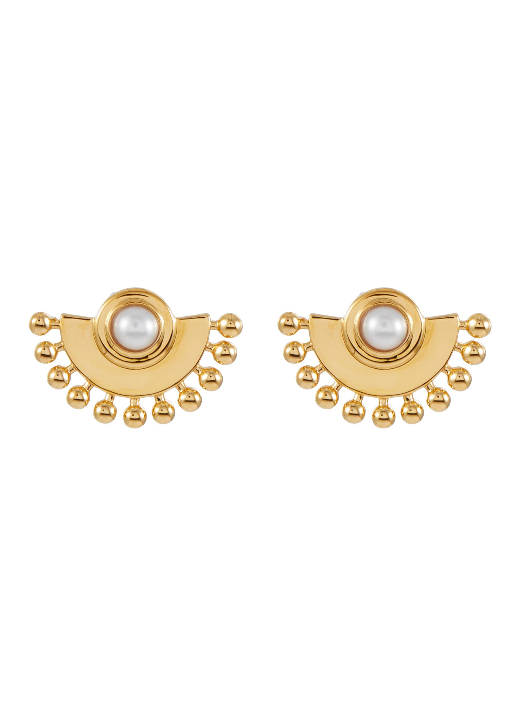 Zenyu 18K Gold Plated Freshwater Pearl Chandelier Stud Earrings