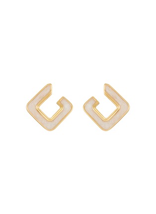 Main View - Click To Enlarge - MISSOMA - 18k Gold Plated Enamelled Small Open Square Hoop Earrings