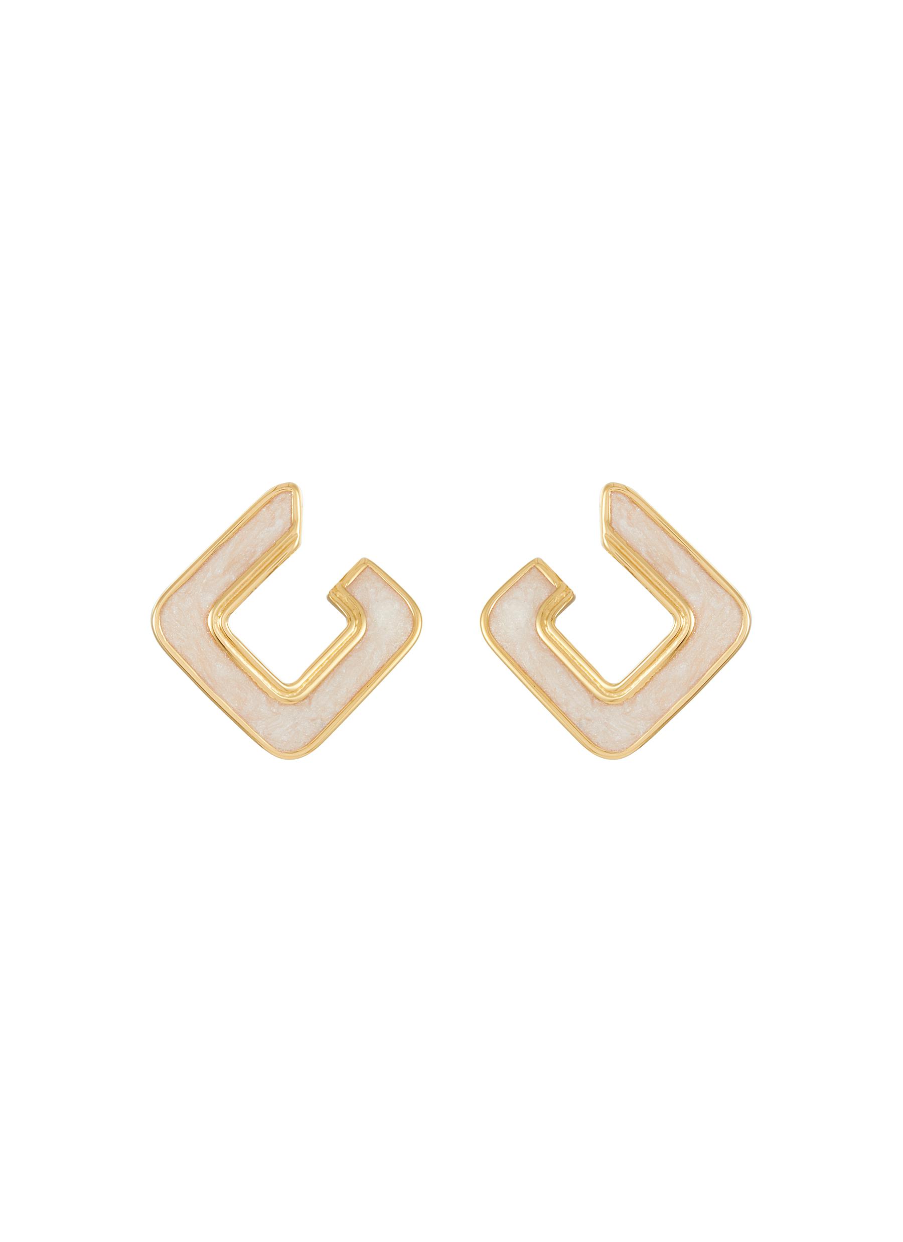 18k Gold Plated Enamelled Small Open Square Hoop Earrings