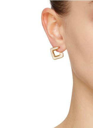 Figure View - Click To Enlarge - MISSOMA - 18k Gold Plated Enamelled Small Open Square Hoop Earrings