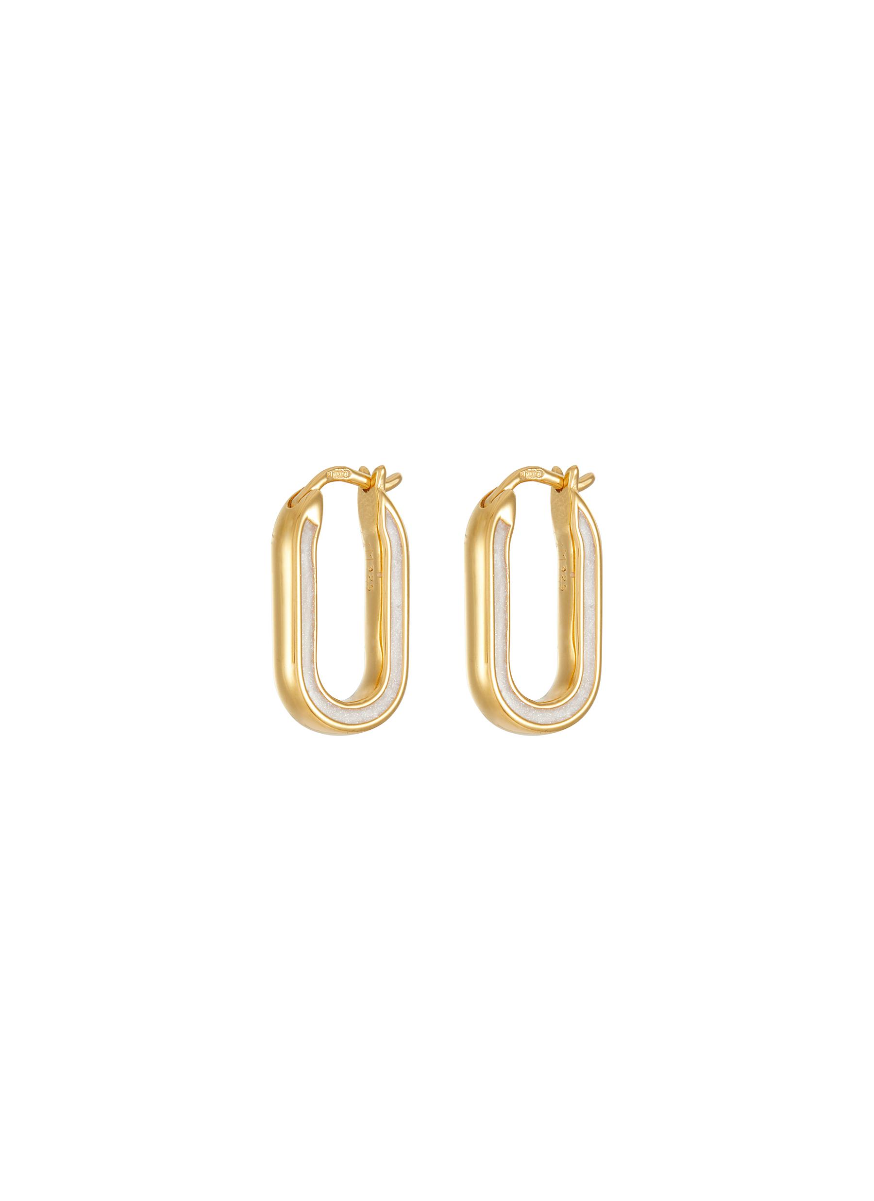 18k Gold Plated Enamelled Small Oblong Hoop Earrings