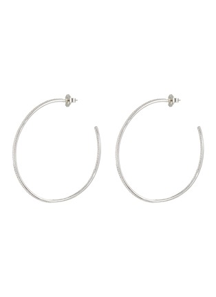 Main View - Click To Enlarge - CZ BY KENNETH JAY LANE - Cubic Zirconia Rhodium Plated Brass Half Hoop Earrings