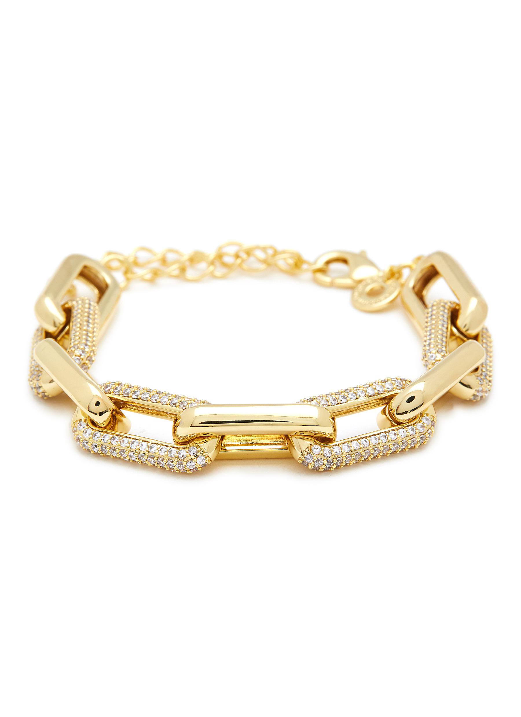Cubic Zirconia 18k Gold Plated Brass Chain Bracelet