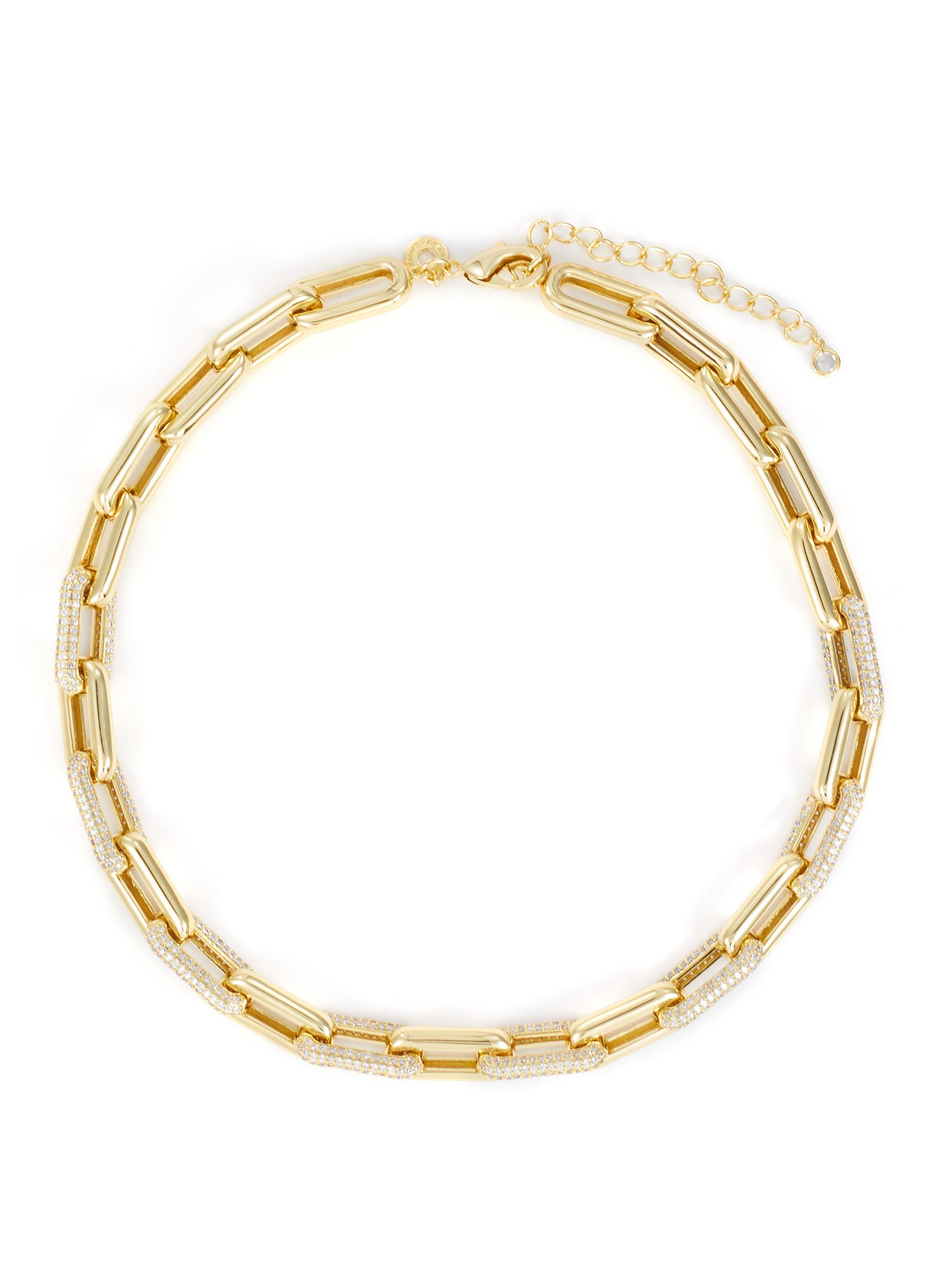 Cubic Zirconia Gold Plated Brass Chain Bracelet