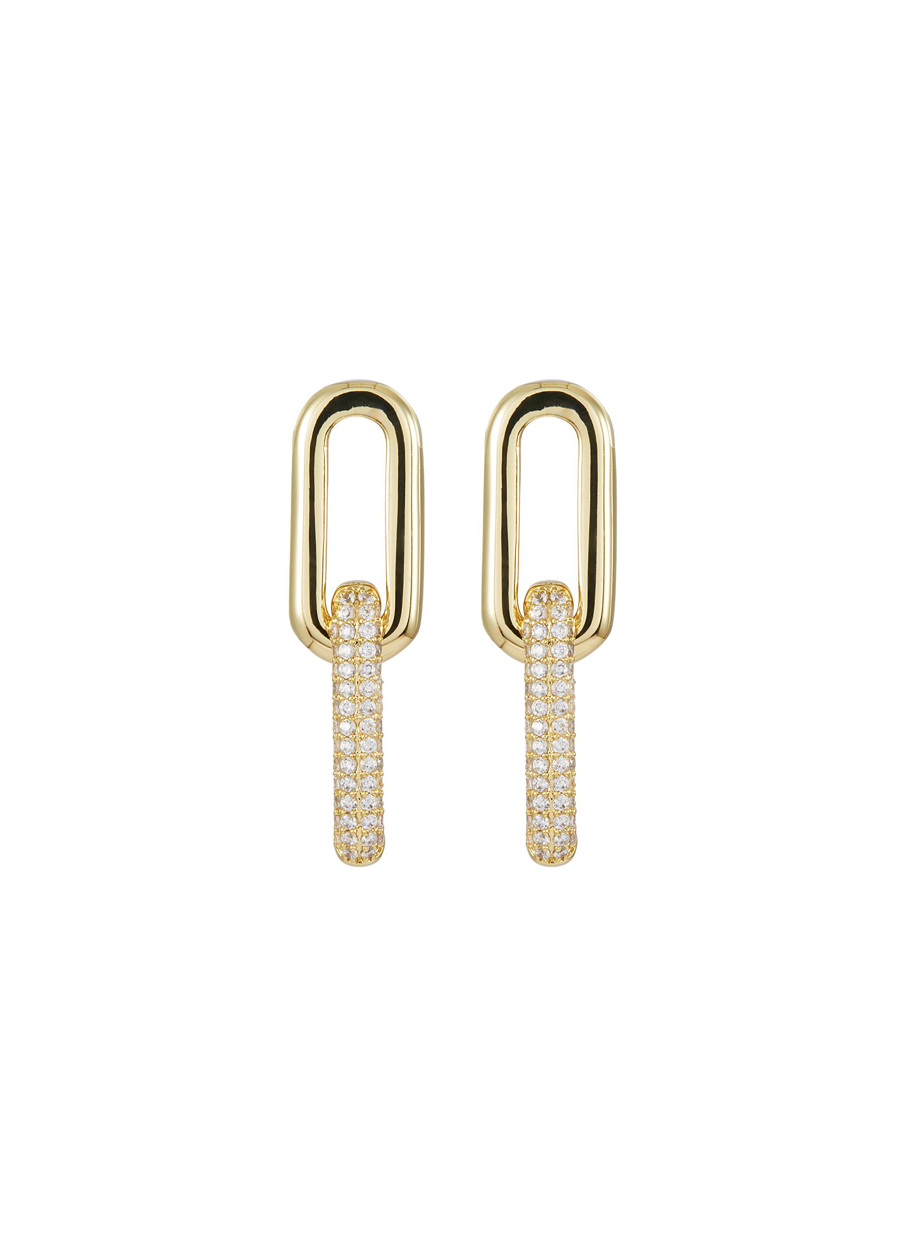Cubic Zirconia Gold Plated Brass Drop Earrings