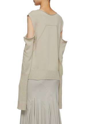 Back View - Click To Enlarge - RICK OWENS  - Sleeve Cutout Cotton Knit Sweater