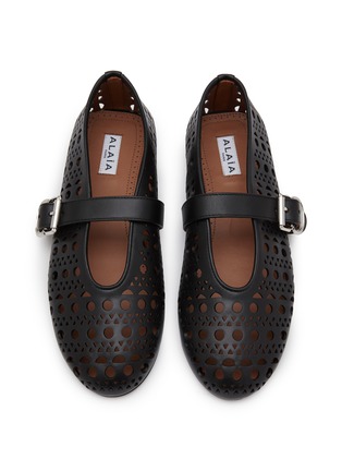 Detail View - Click To Enlarge - ALAÏA - Vienne Perforated Leather Ballerina Flats