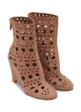 Detail View - Click To Enlarge - ALAÏA - Vienne 100 Perforated Suede Boots