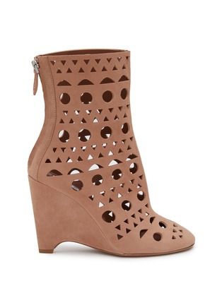 Main View - Click To Enlarge - ALAÏA - Vienne 100 Perforated Suede Boots