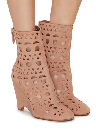Figure View - Click To Enlarge - ALAÏA - Vienne 100 Perforated Suede Boots