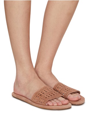 Figure View - Click To Enlarge - ALAÏA - Perforated Vienne Suede Sandals