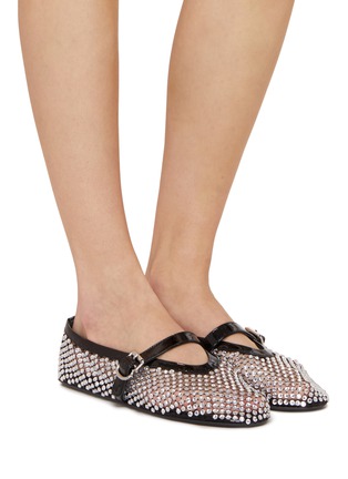 Figure View - Click To Enlarge - ALAÏA - Strass Embellished Mesh Ballerina Flats