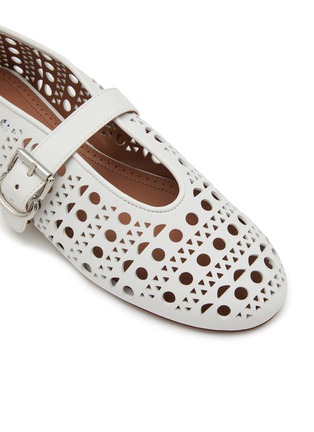 Detail View - Click To Enlarge - ALAÏA - Vienne Perforated Leather Ballerina Flats