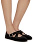Figure View - Click To Enlarge - ALAÏA - Crisscross Strap Suede Ballerina Flats