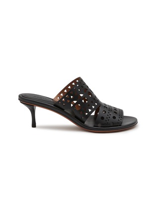 Main View - Click To Enlarge - ALAÏA - 55 Perforated Vienne Leather Heeled Sandals