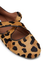 ALA A Crisscross Strap Leopard Print Leather Ballerina Flats