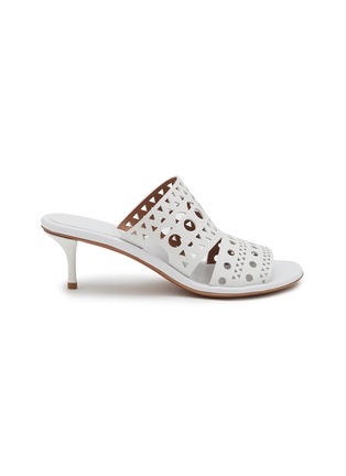Main View - Click To Enlarge - ALAÏA - 55 Perforated Vienne Leather Heeled Sandals