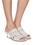 Figure View - Click To Enlarge - ALAÏA - 55 Perforated Vienne Leather Heeled Sandals