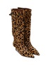 Detail View - Click To Enlarge - ALAÏA - 55 Cutout Back Leopard Print Leather Knee-High Boots