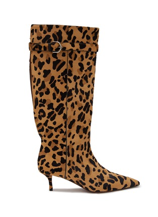 Main View - Click To Enlarge - ALAÏA - 55 Cutout Back Leopard Print Leather Knee-High Boots