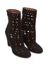 Detail View - Click To Enlarge - ALAÏA - 100 Vienne Perforated Suede Boots