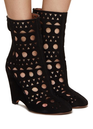 Figure View - Click To Enlarge - ALAÏA - 100 Vienne Perforated Suede Boots