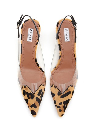 Detail View - Click To Enlarge - ALAÏA - 55 Leopard Pattern Transparent Slingback Pumps