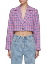 GANNI Check Suiting Cropped Blazer Women Lane Crawford