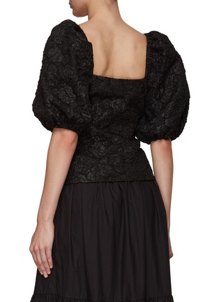 Back View - Click To Enlarge - GANNI - Jacquard Puff Sleeve Blouse