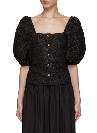 Main View - Click To Enlarge - GANNI - Jacquard Puff Sleeve Blouse