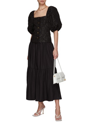 Figure View - Click To Enlarge - GANNI - Jacquard Puff Sleeve Blouse