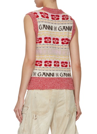 Back View - Click To Enlarge - GANNI - Logo Wool Blend Vest