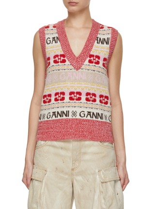 Main View - Click To Enlarge - GANNI - Logo Wool Blend Vest